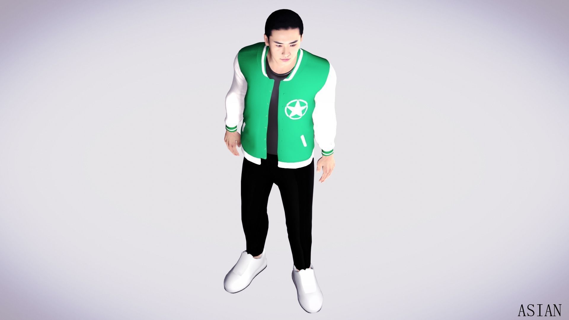 Realistic 7 Asian Male Characters Low-poly 3D model_12