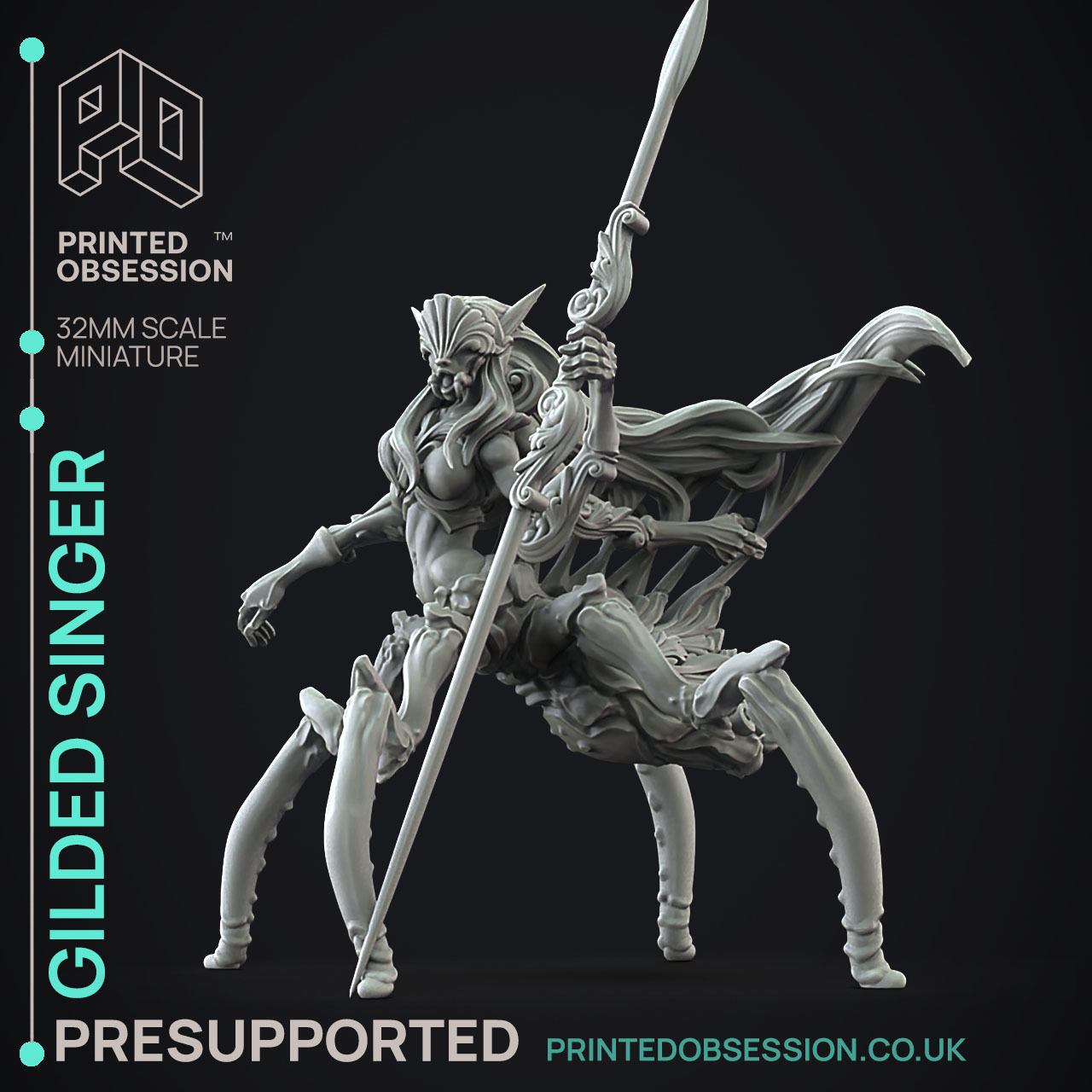 Gilded Singer - 3D Printable TTRPG - PRESUPPORTED - 32mm Scale 3D print model_1