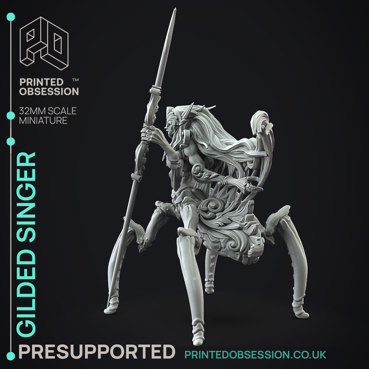 Gilded Singer - 3D Printable TTRPG - PRESUPPORTED - 32mm Scale 3D print model_11