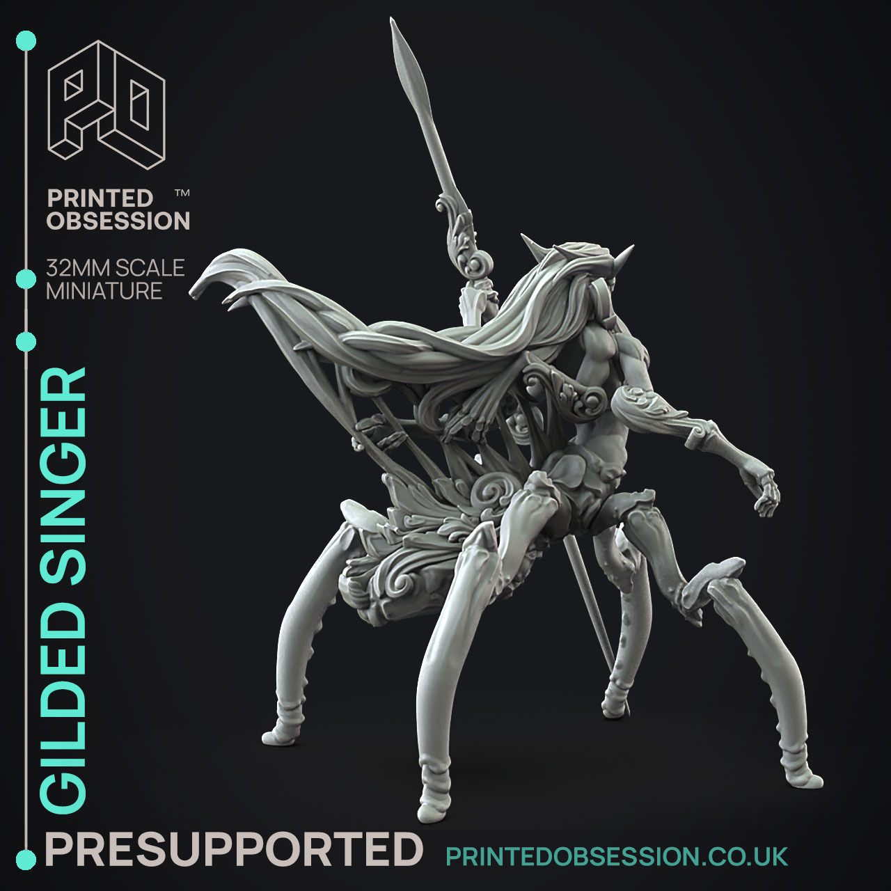 Gilded Singer - 3D Printable TTRPG - PRESUPPORTED - 32mm Scale 3D print model_8