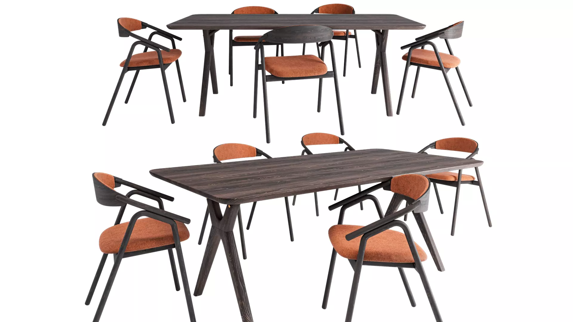 Amelia dining table and Veifa dining chair 3D model_0