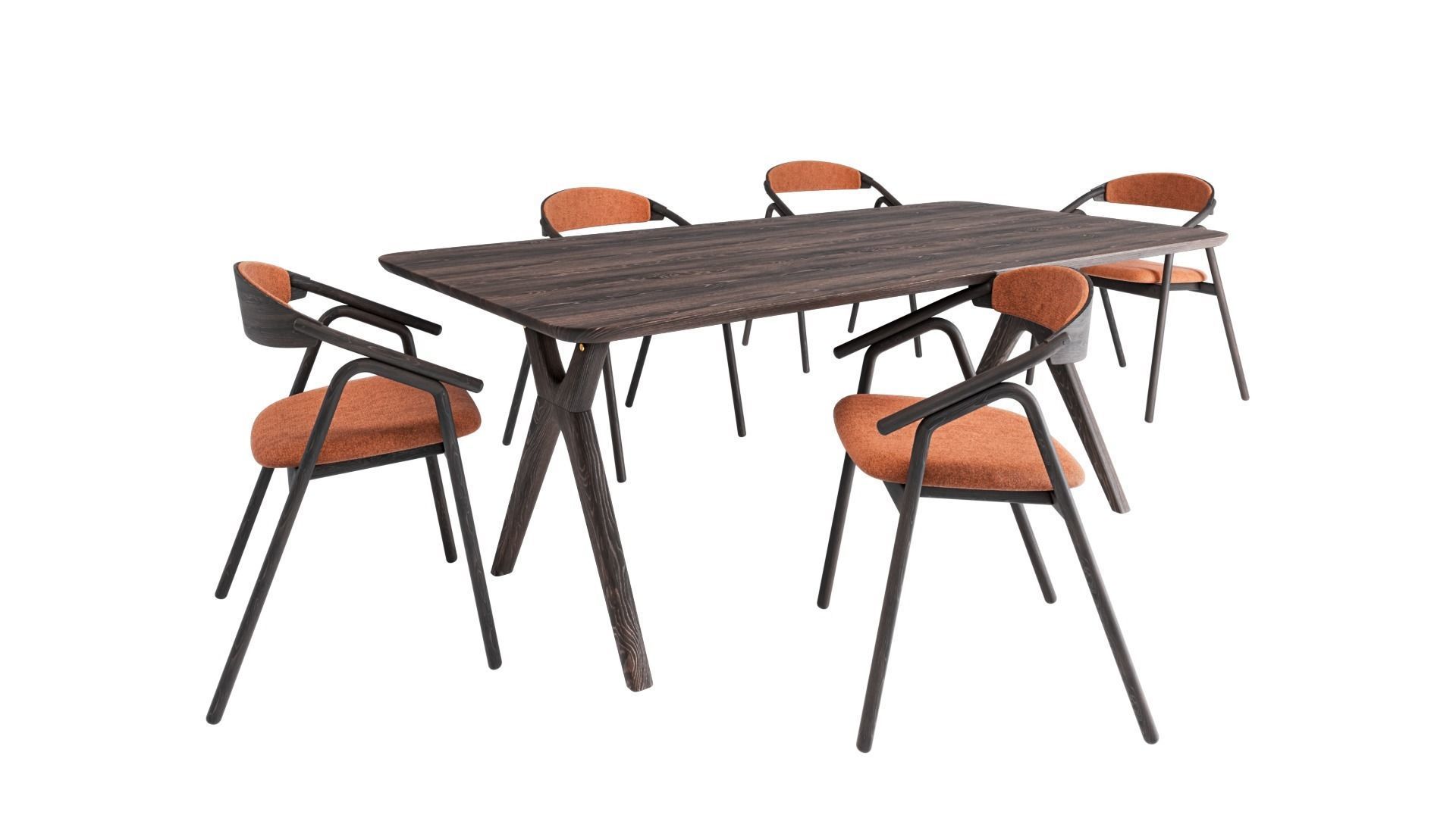 Amelia dining table and Veifa dining chair 3D model_1