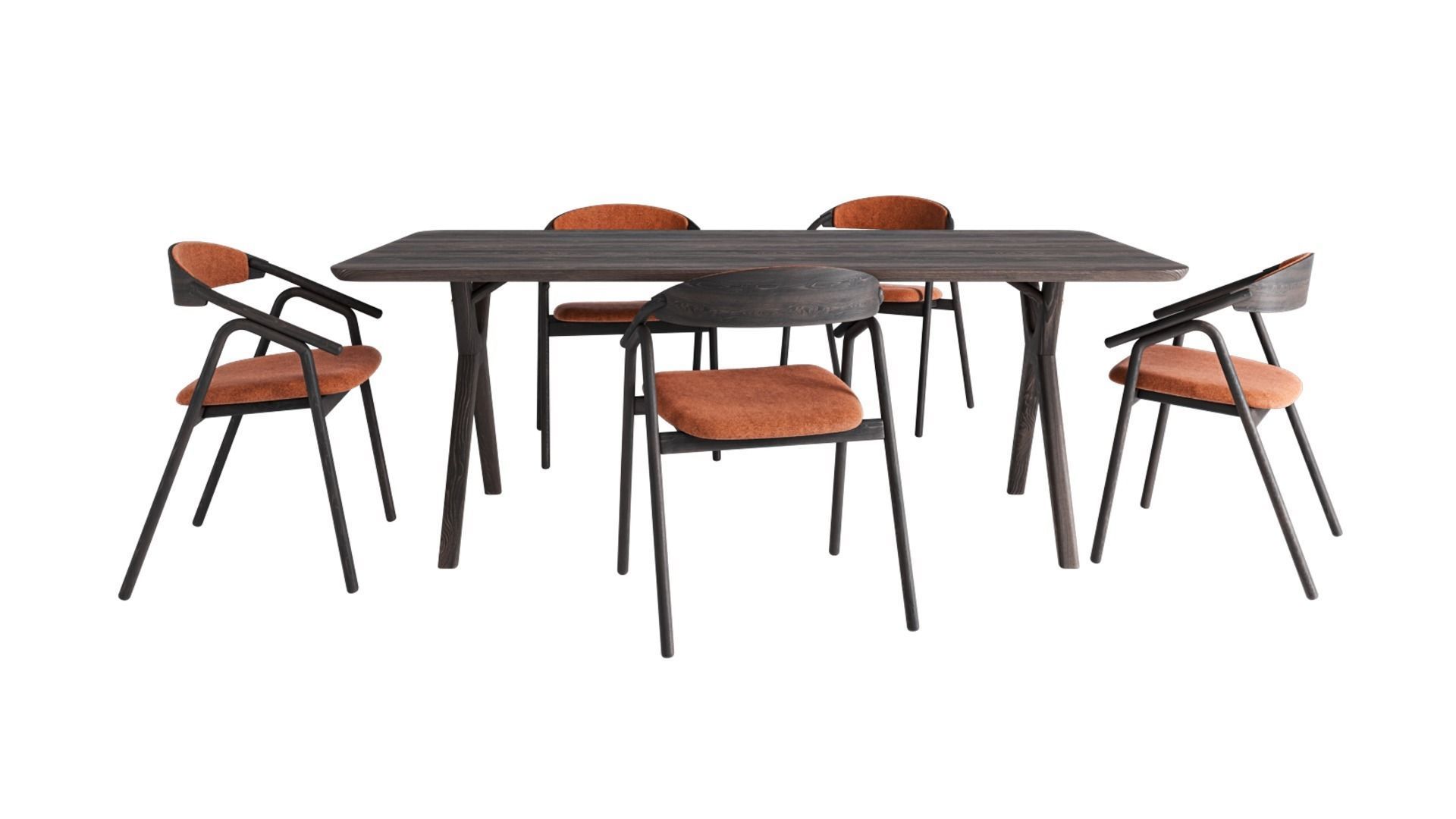 Amelia dining table and Veifa dining chair 3D model_2