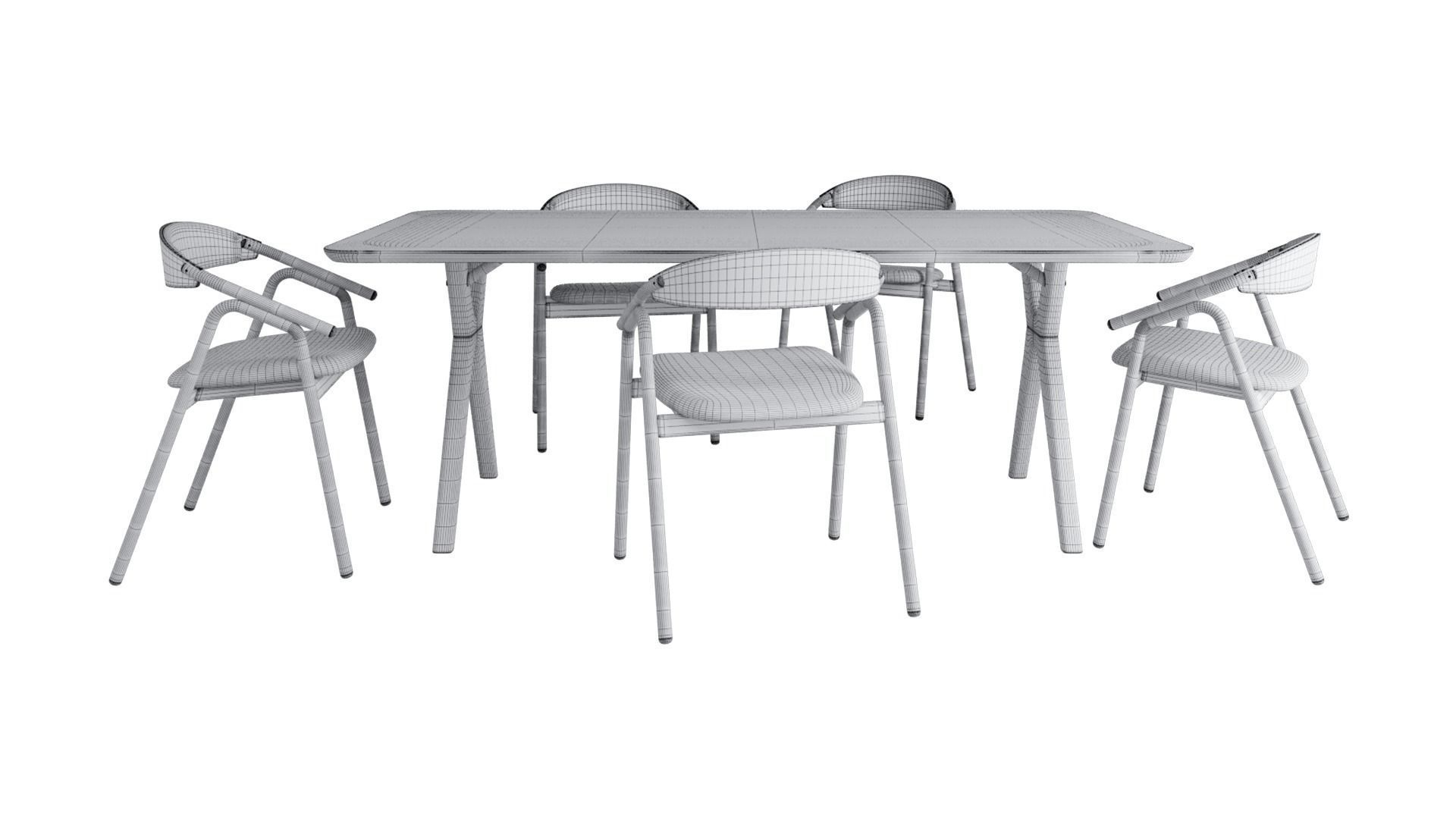 Amelia dining table and Veifa dining chair 3D model_4