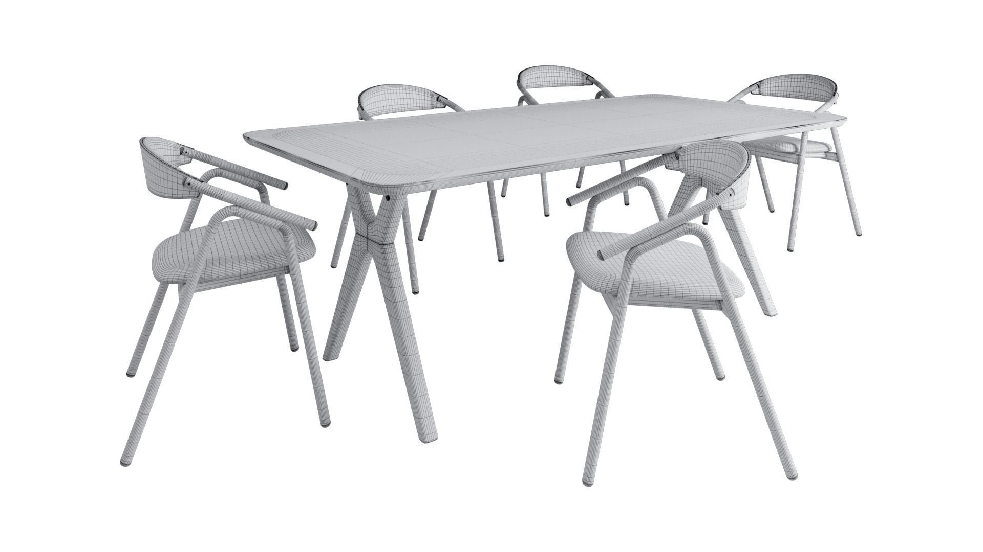 Amelia dining table and Veifa dining chair 3D model_5