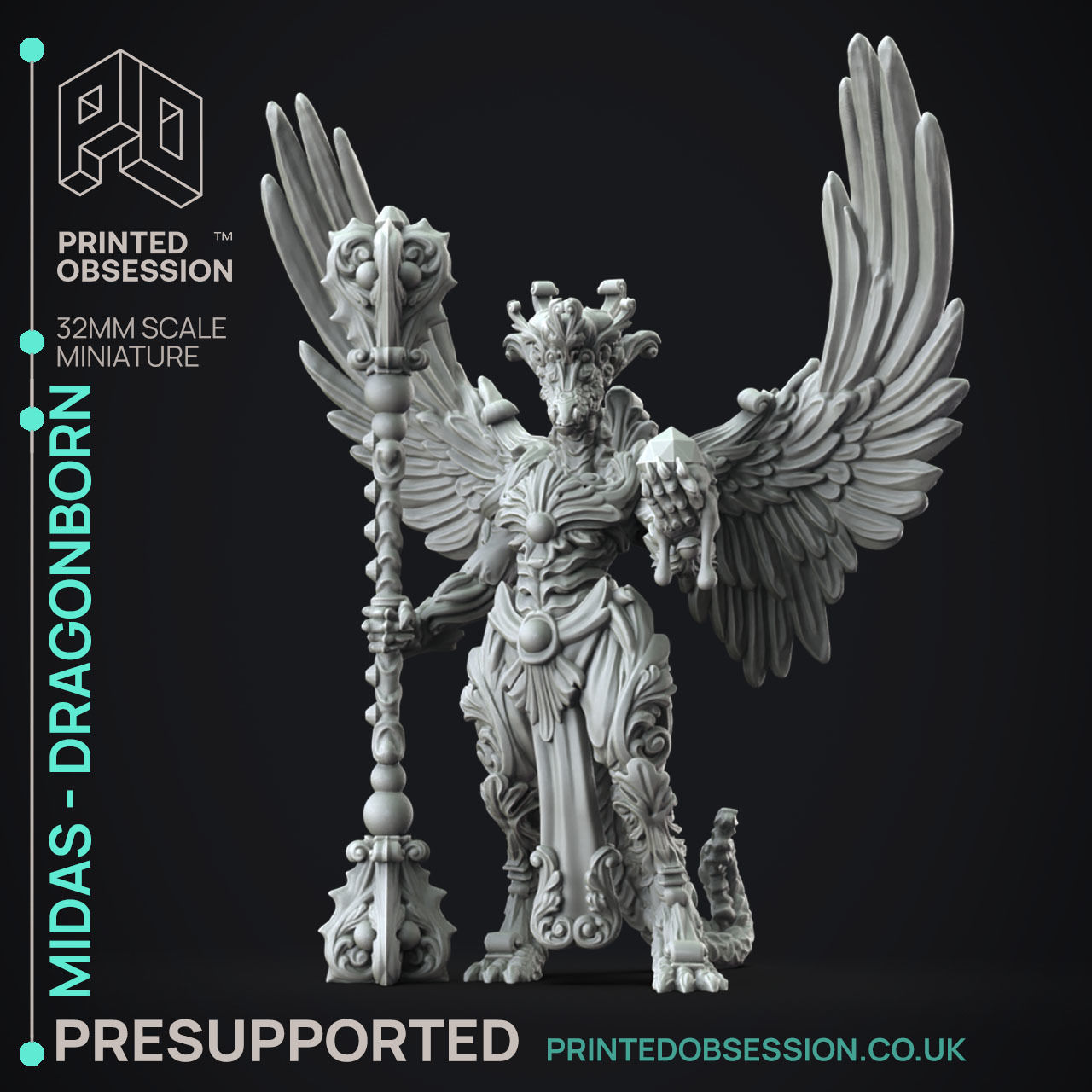 Midas Dragon - 3D Printable TTRPG - PRESUPPORTED - 32mm Scale 3D print model_1