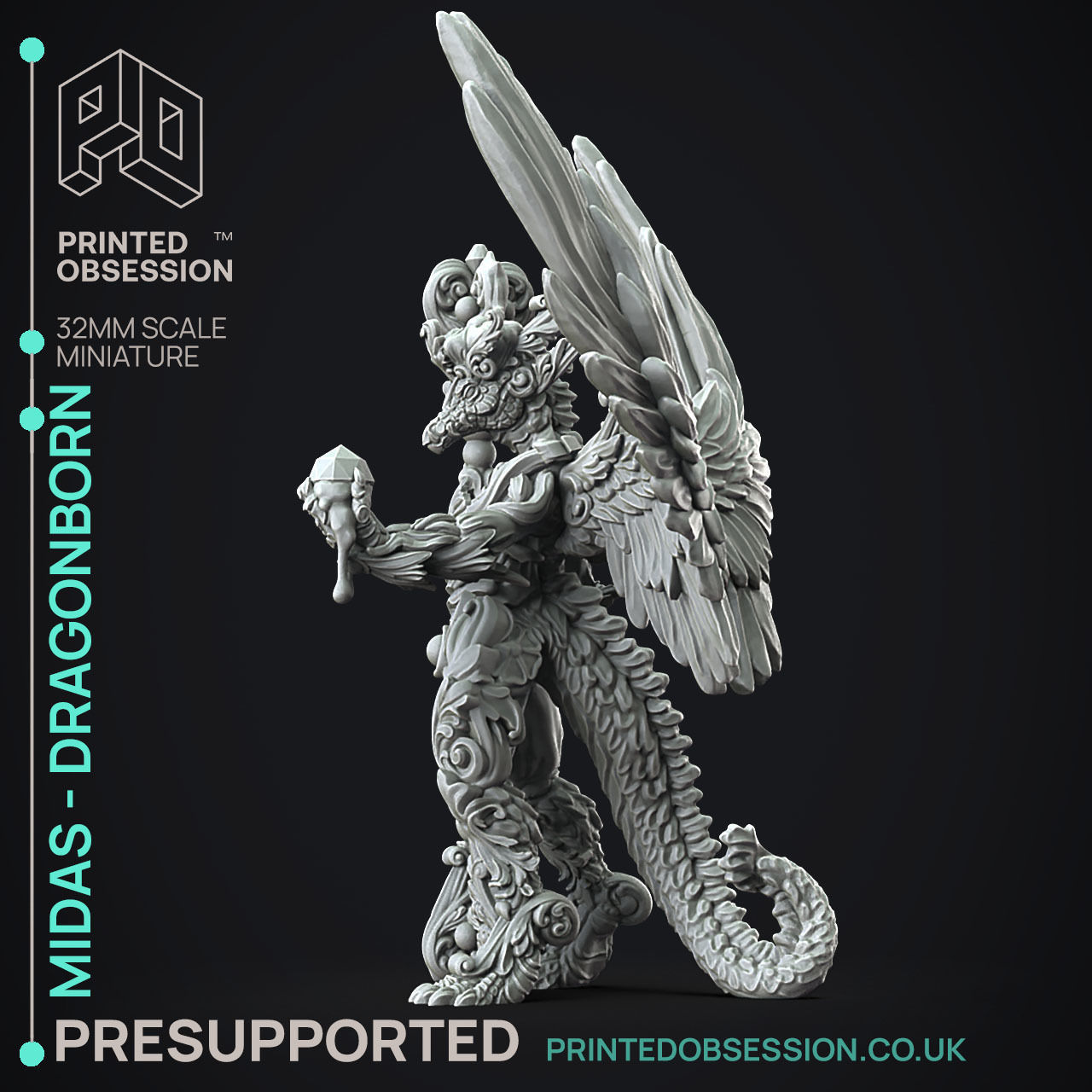 Midas Dragon - 3D Printable TTRPG - PRESUPPORTED - 32mm Scale 3D print model_7