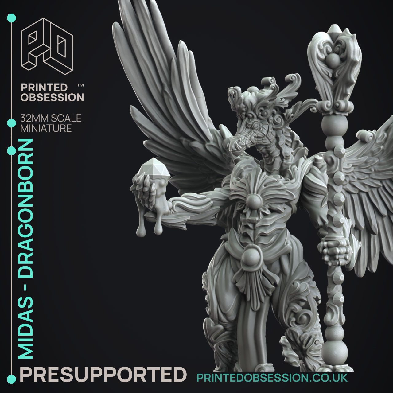 Midas Dragon - 3D Printable TTRPG - PRESUPPORTED - 32mm Scale 3D print model_10