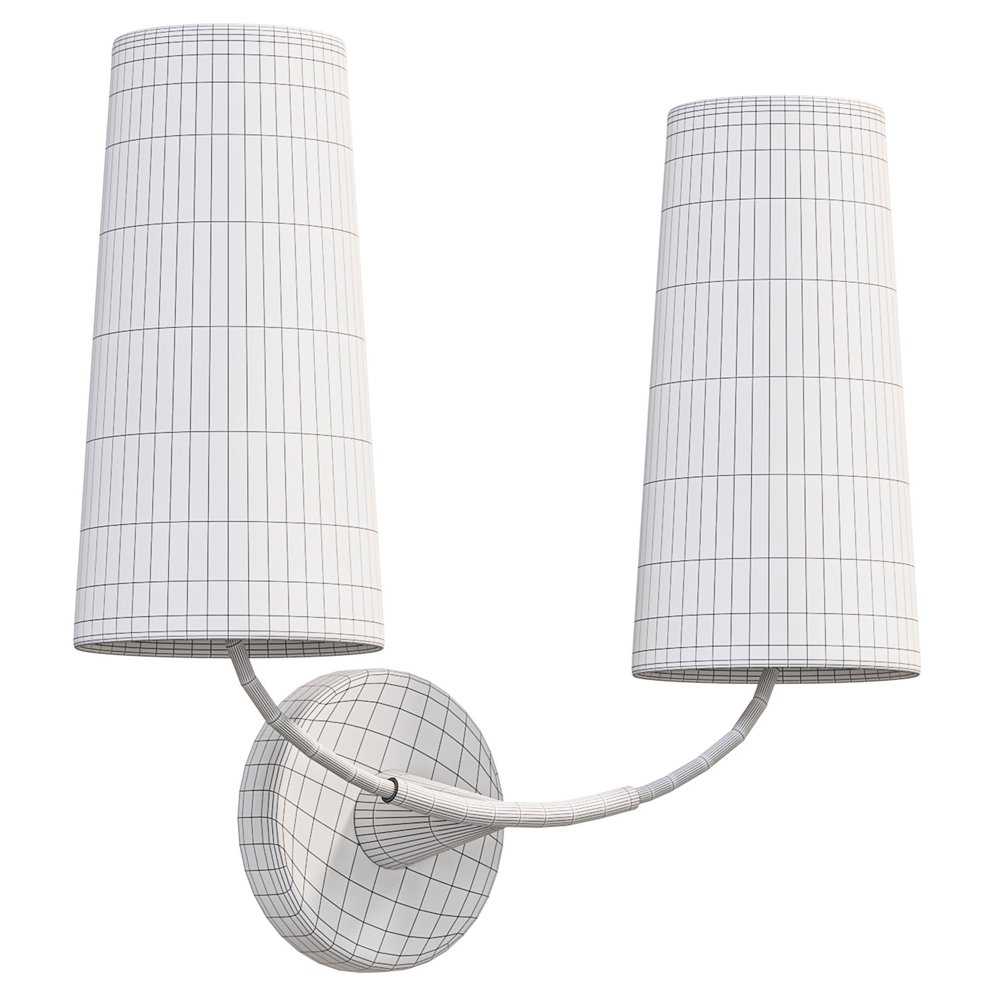  Lennon 2 Light Wall Sconce with White Shades 3D model_2