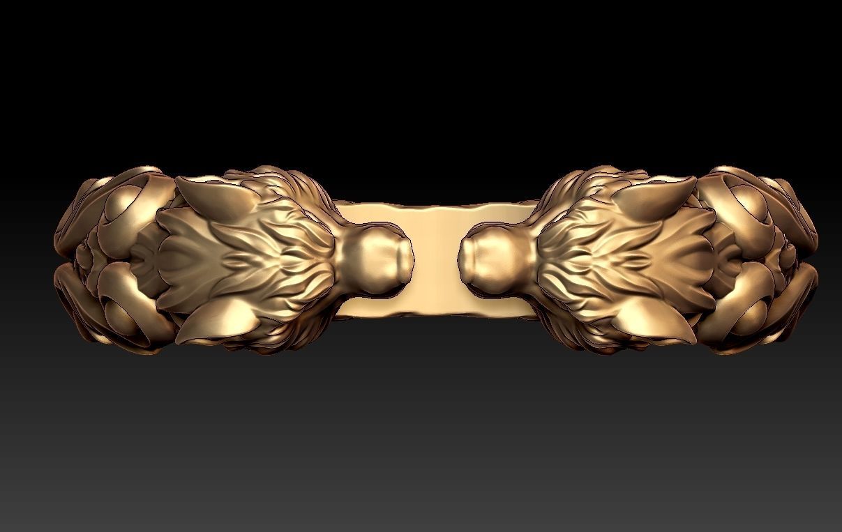 wolf animal ring 3D print model_3