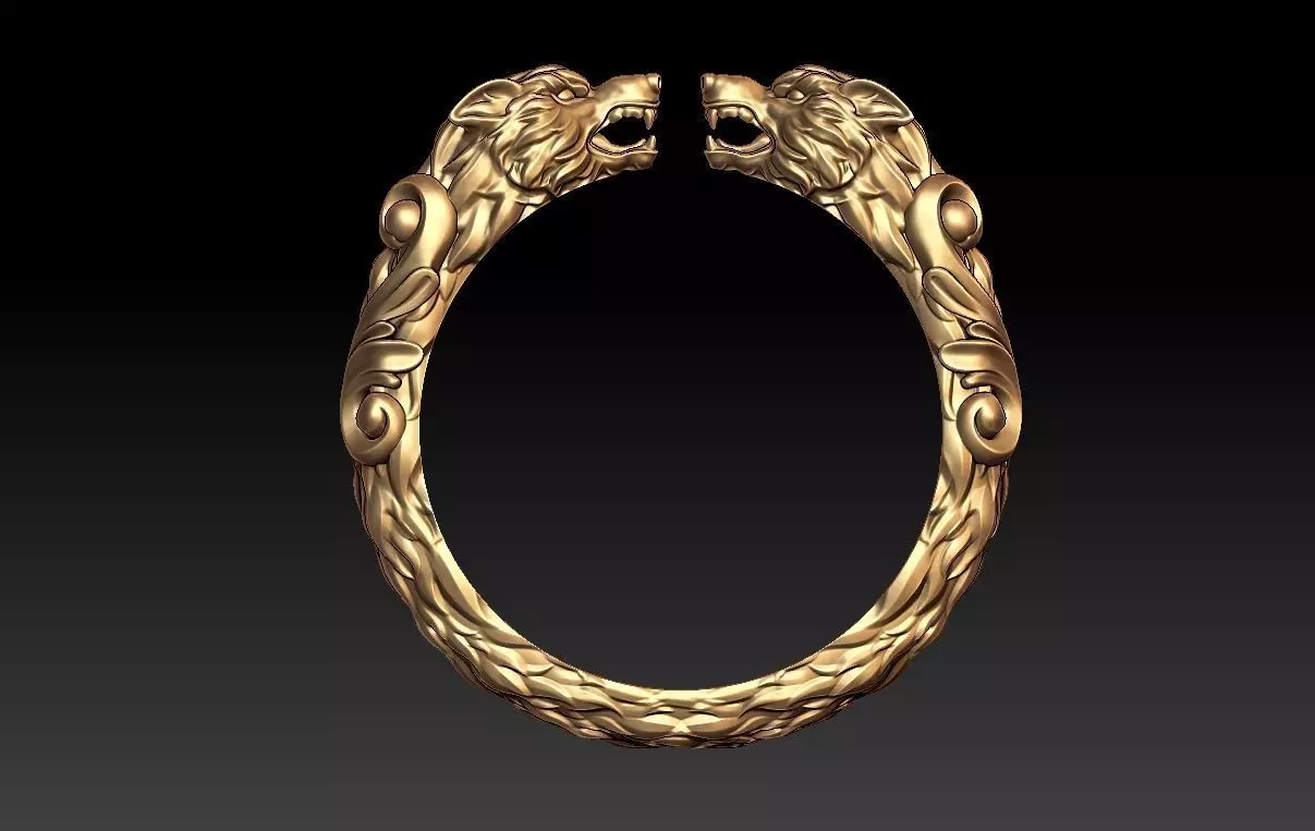 wolf animal ring 3D print model_0
