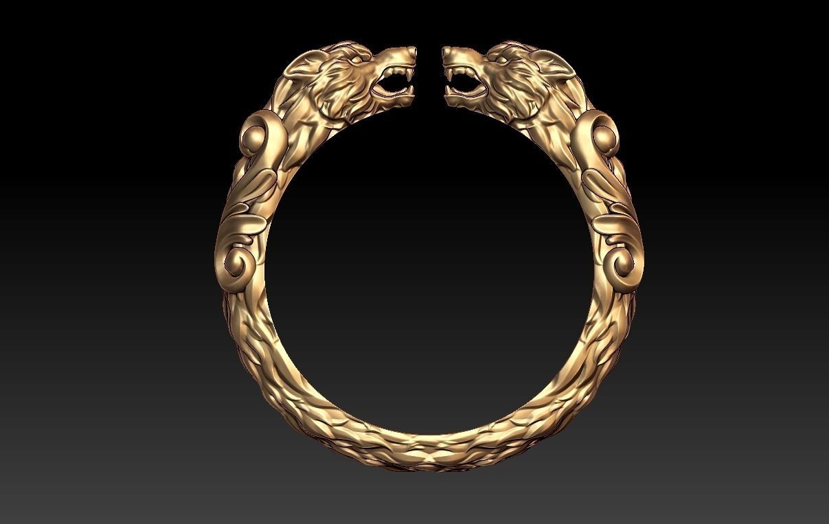wolf animal ring 3D print model_4