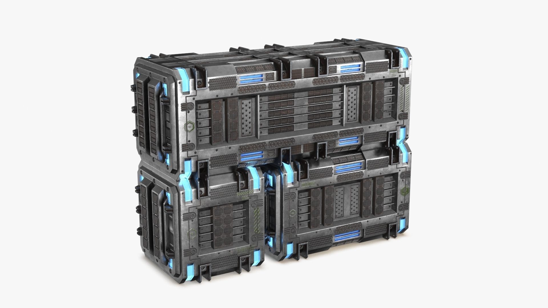 Sci-fi Container set of 3 v4 Low-poly 3D model_15