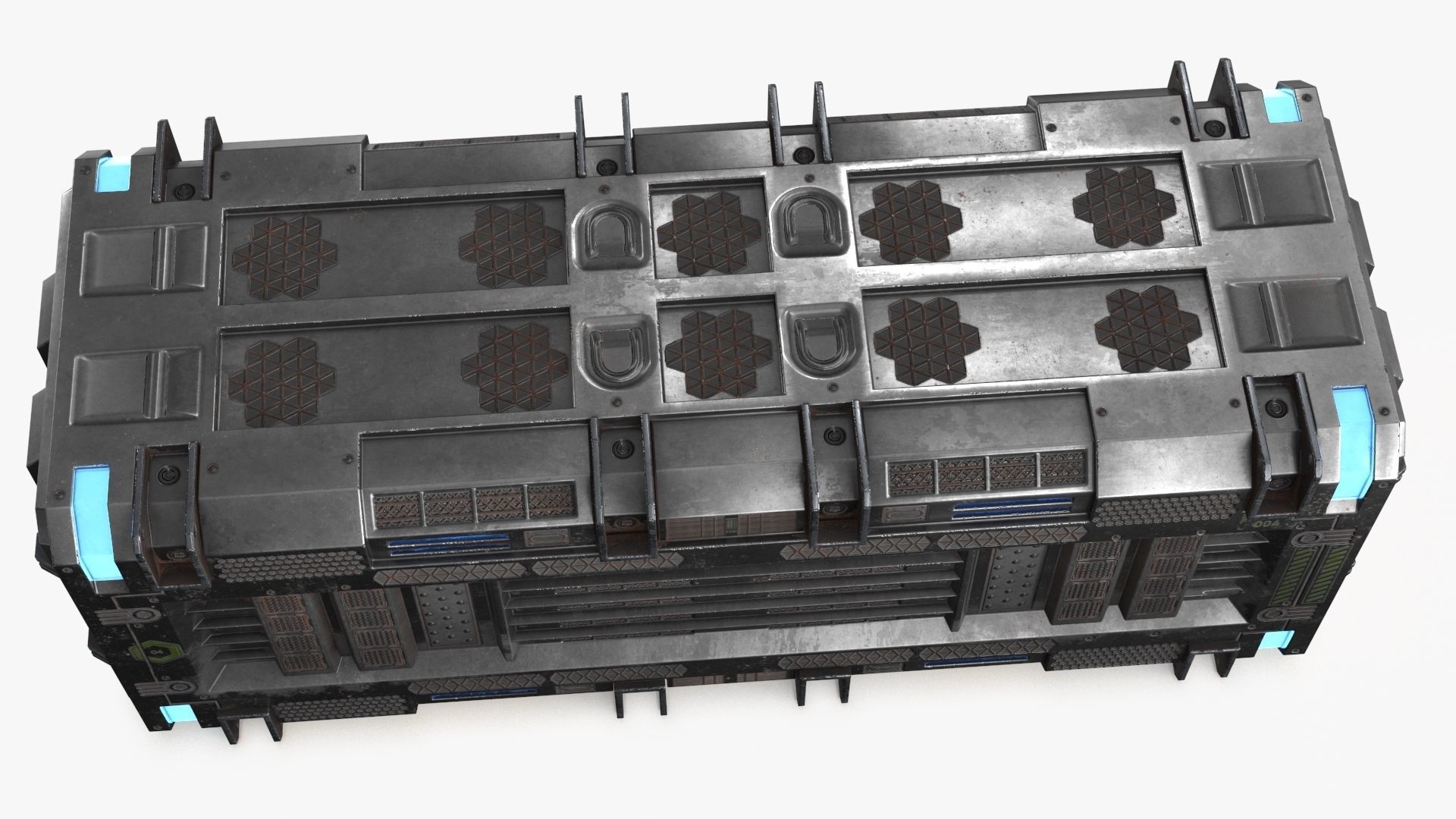 Sci-fi Container set of 3 v4 Low-poly 3D model_4