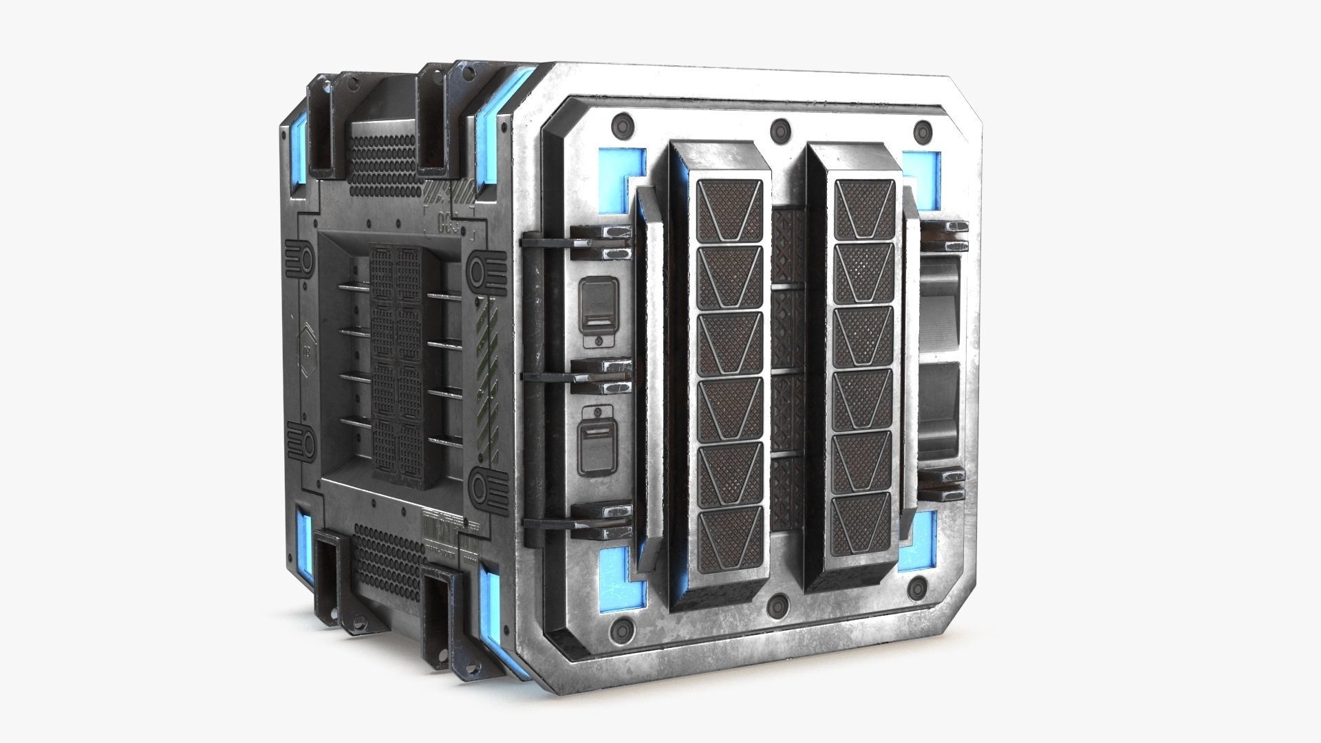 Sci-fi Container set of 3 v4 Low-poly 3D model_11