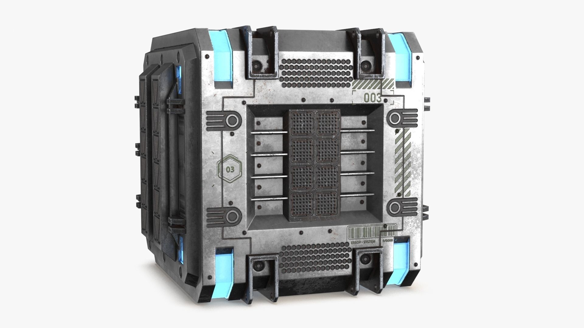 Sci-fi Container set of 3 v4 Low-poly 3D model_10