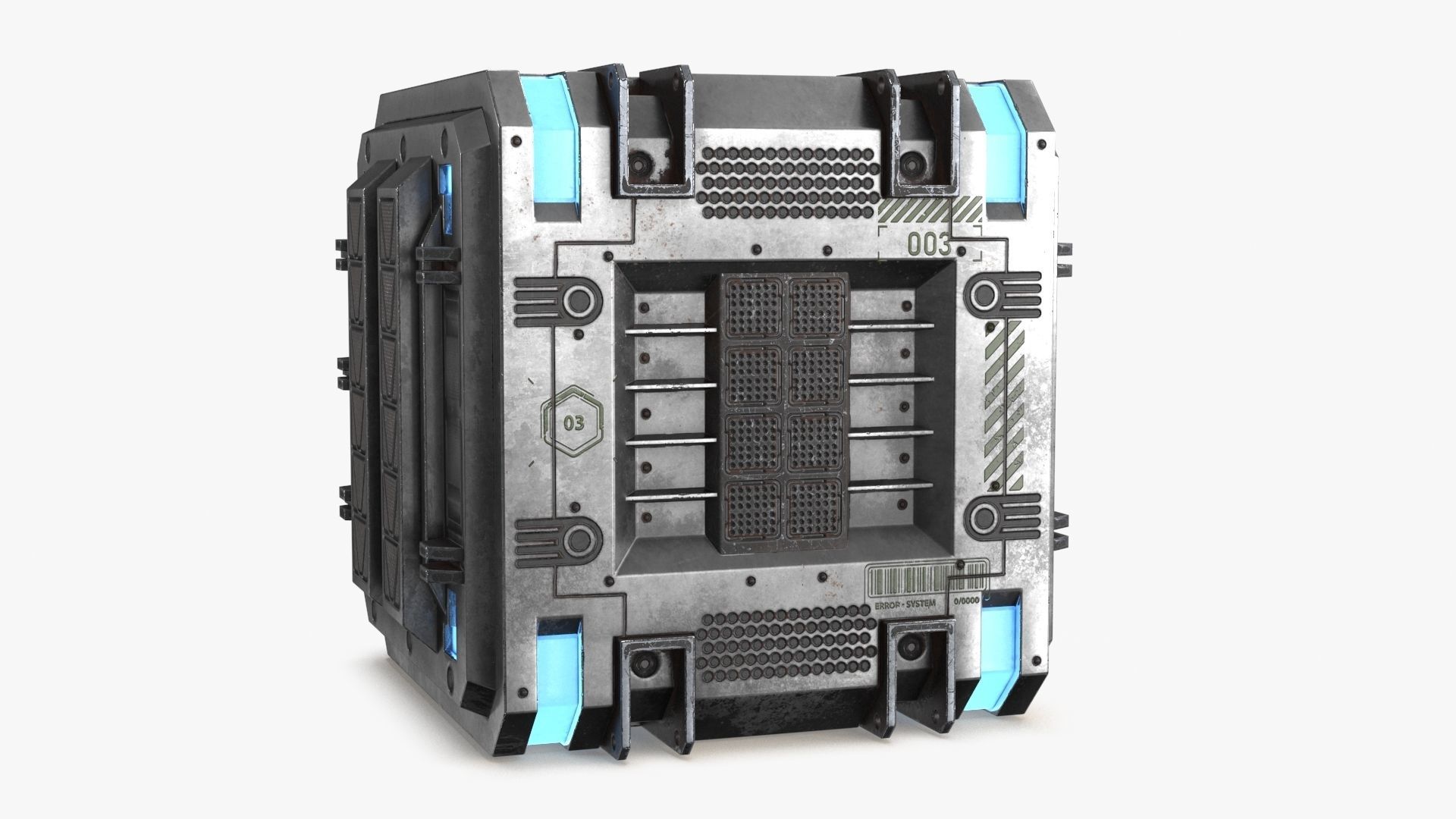 Sci-fi Container set of 3 v4 Low-poly 3D model_12