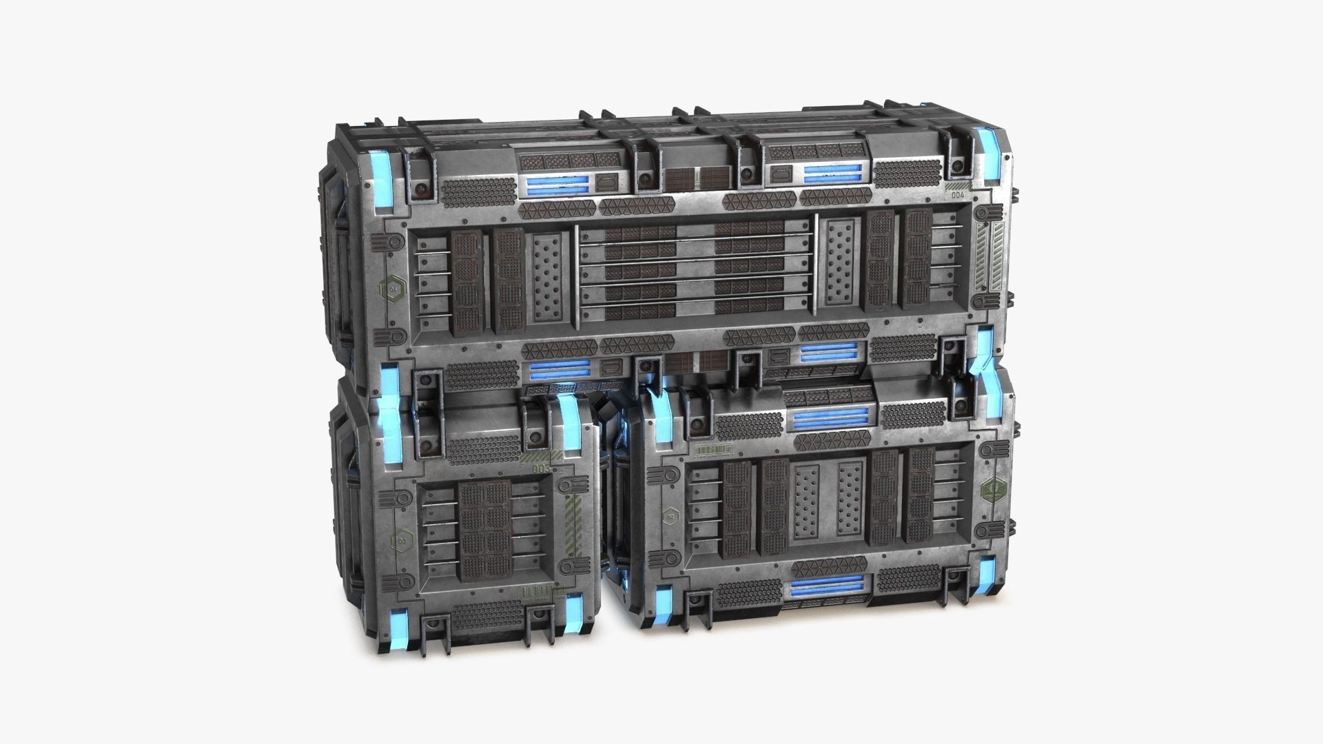 Sci-fi Container set of 3 v4 Low-poly 3D model_14