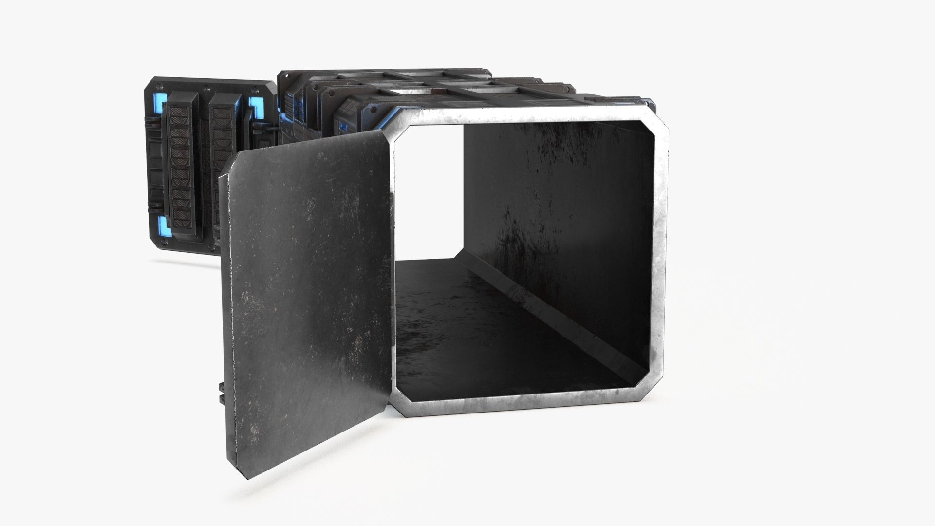 Sci-fi Container set of 3 v4 Low-poly 3D model_5