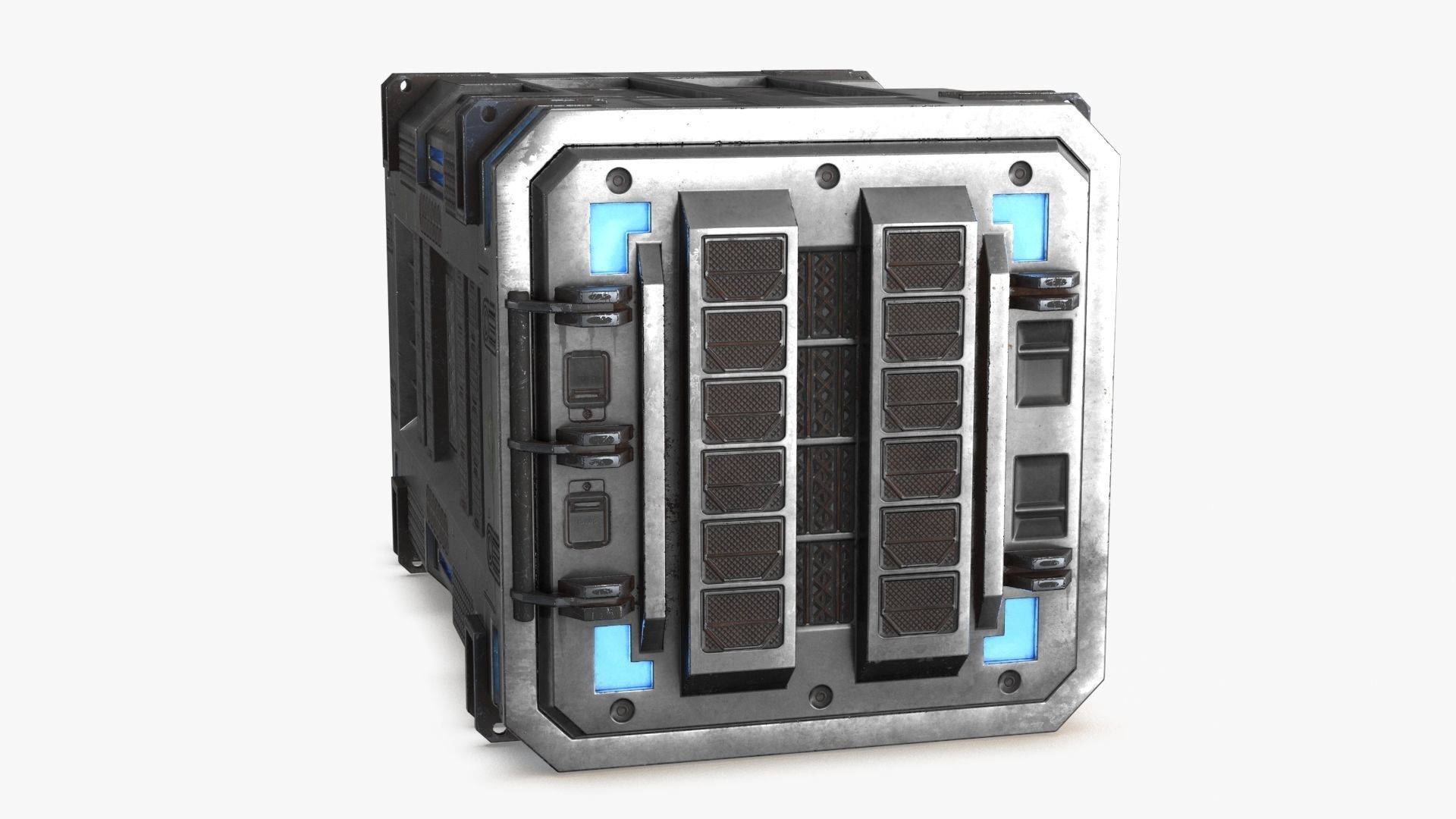 Sci-fi Container set of 3 v4 Low-poly 3D model_7