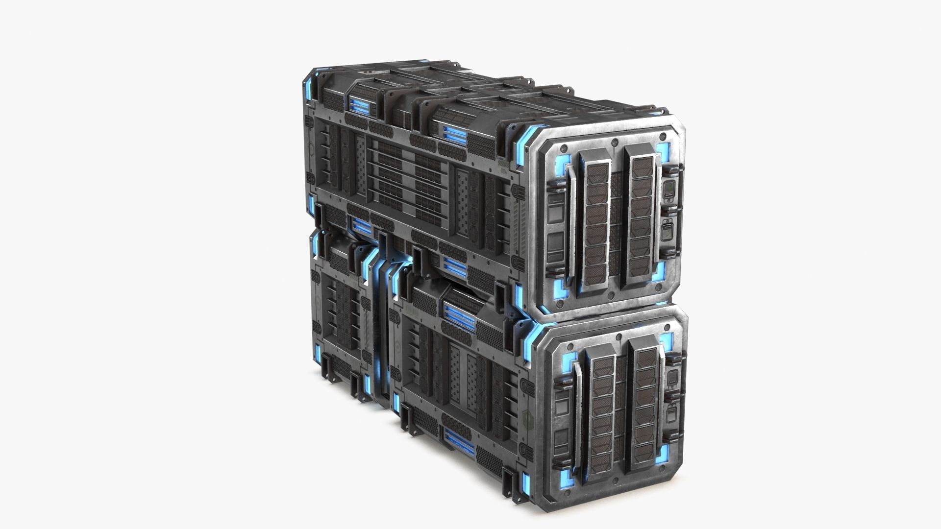 Sci-fi Container set of 3 v4 Low-poly 3D model_21