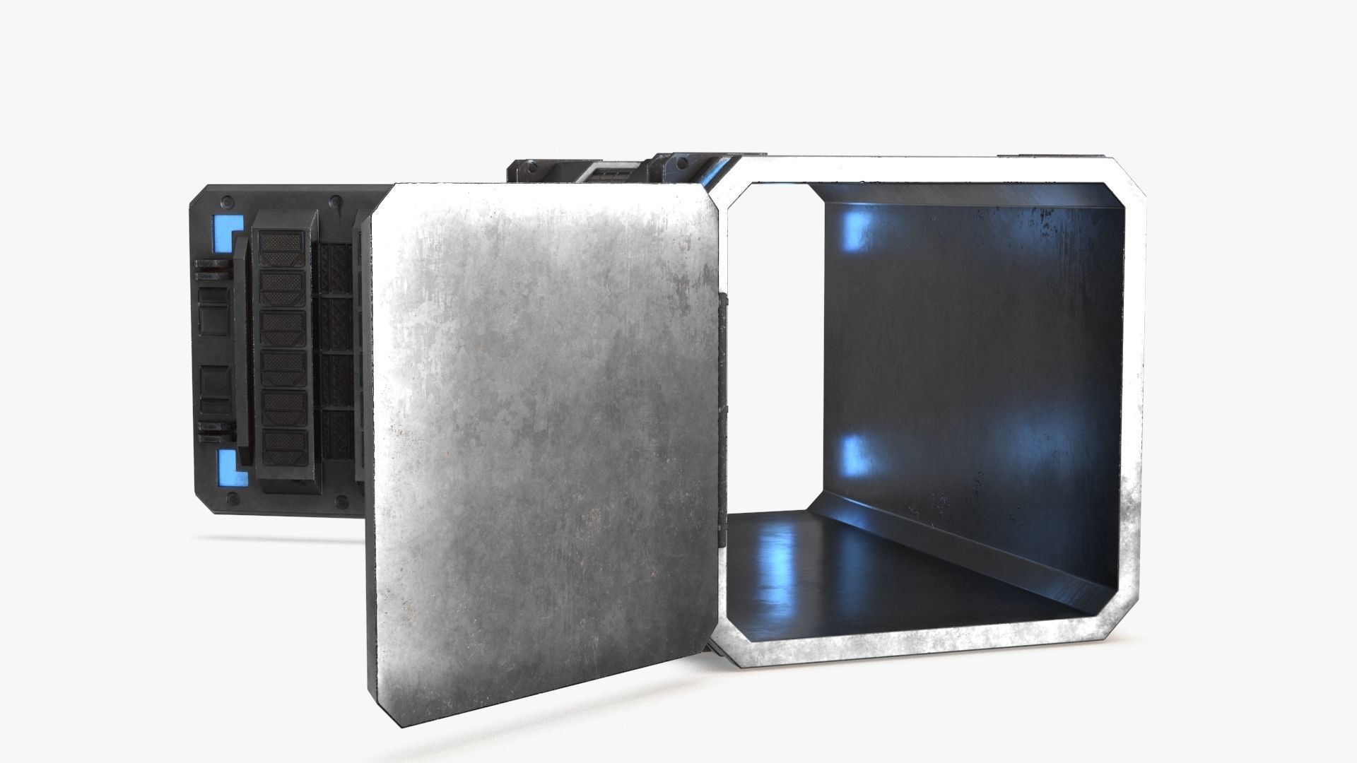 Sci-fi Container set of 3 v4 Low-poly 3D model_9