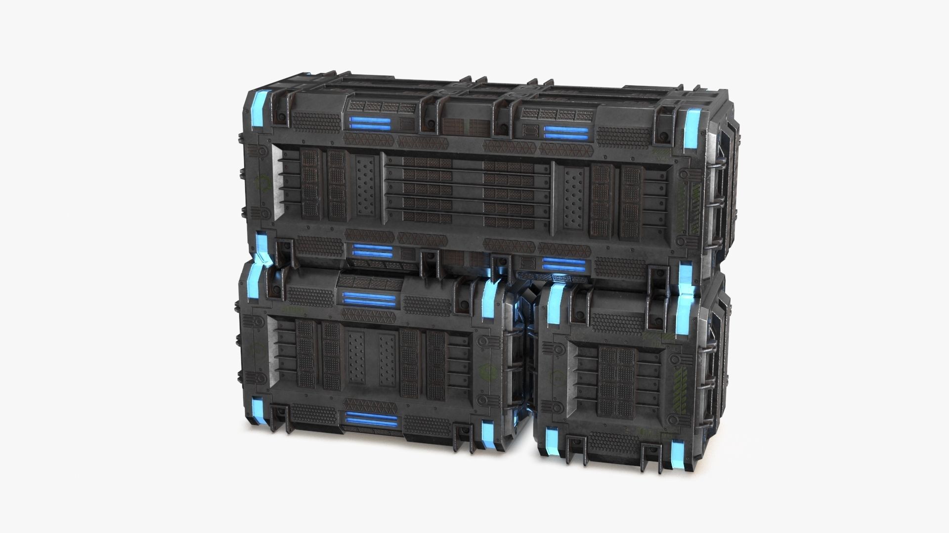 Sci-fi Container set of 3 v4 Low-poly 3D model_18