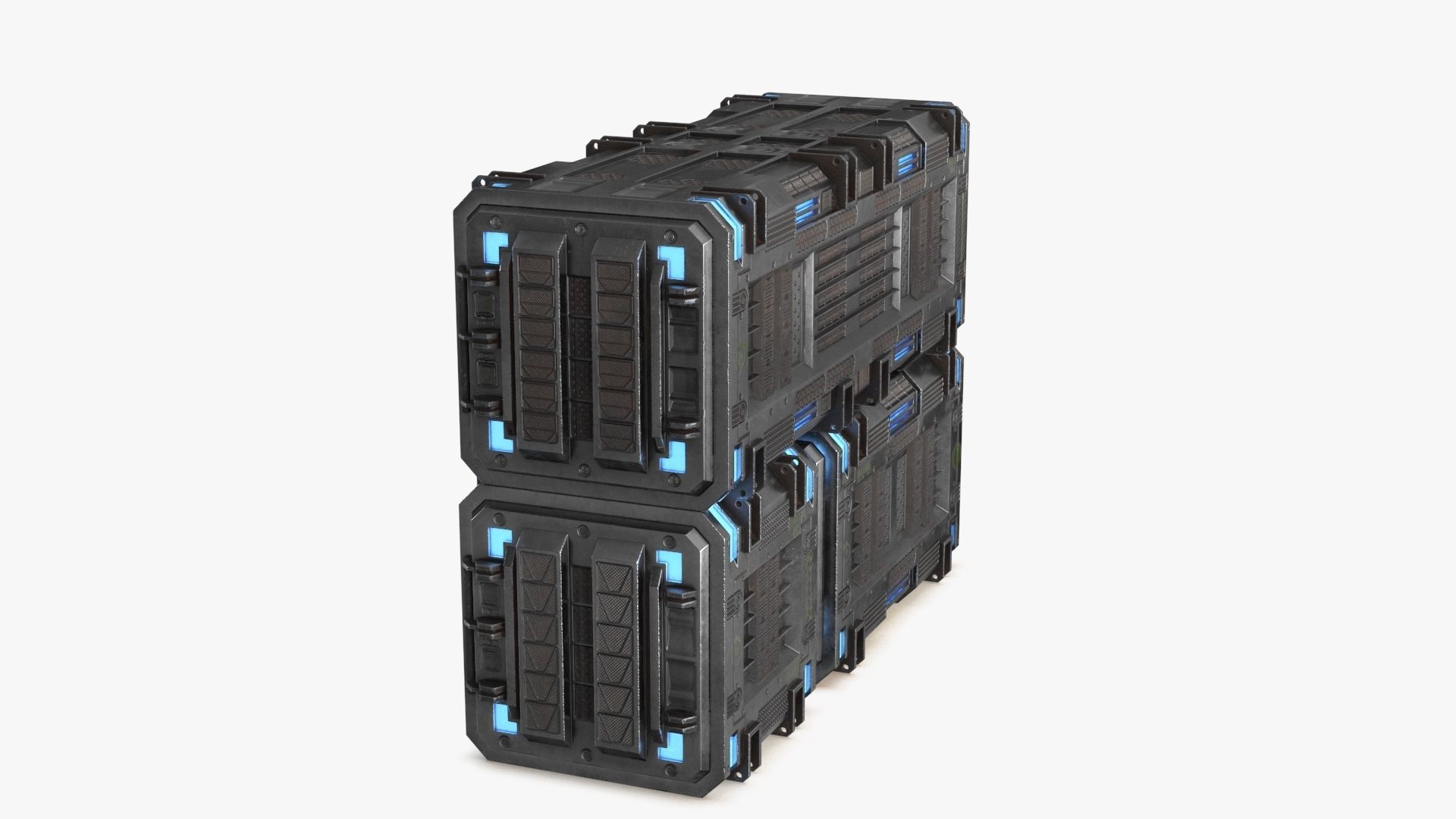 Sci-fi Container set of 3 v4 Low-poly 3D model_16