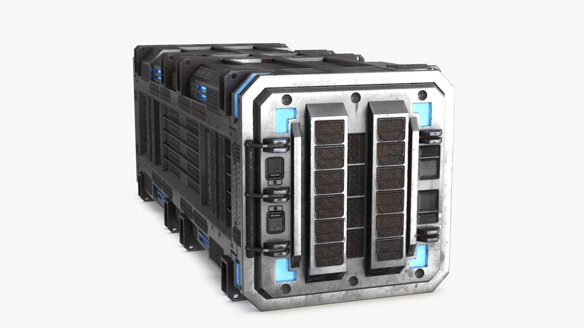 Sci-fi Container set of 3 v4 Low-poly 3D model_3
