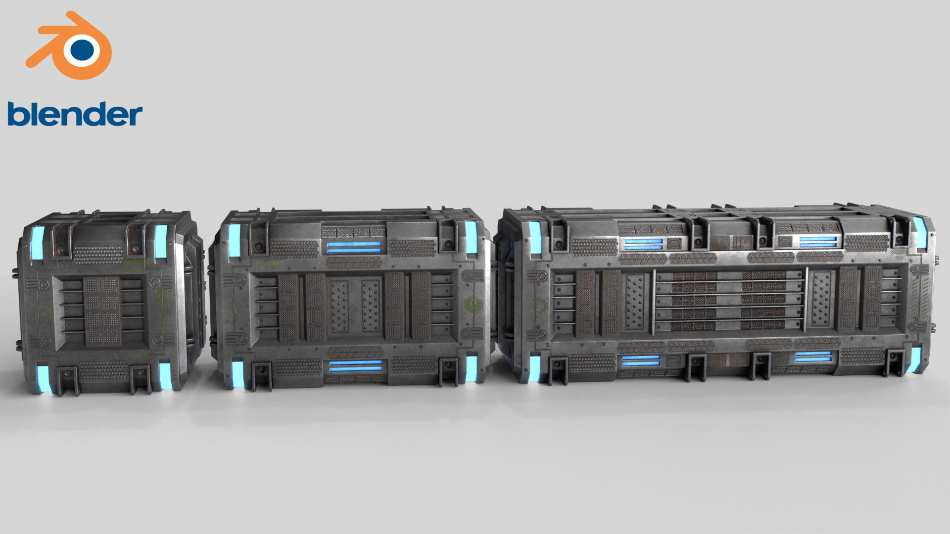 Sci-fi Container set of 3 v4 Low-poly 3D model_22