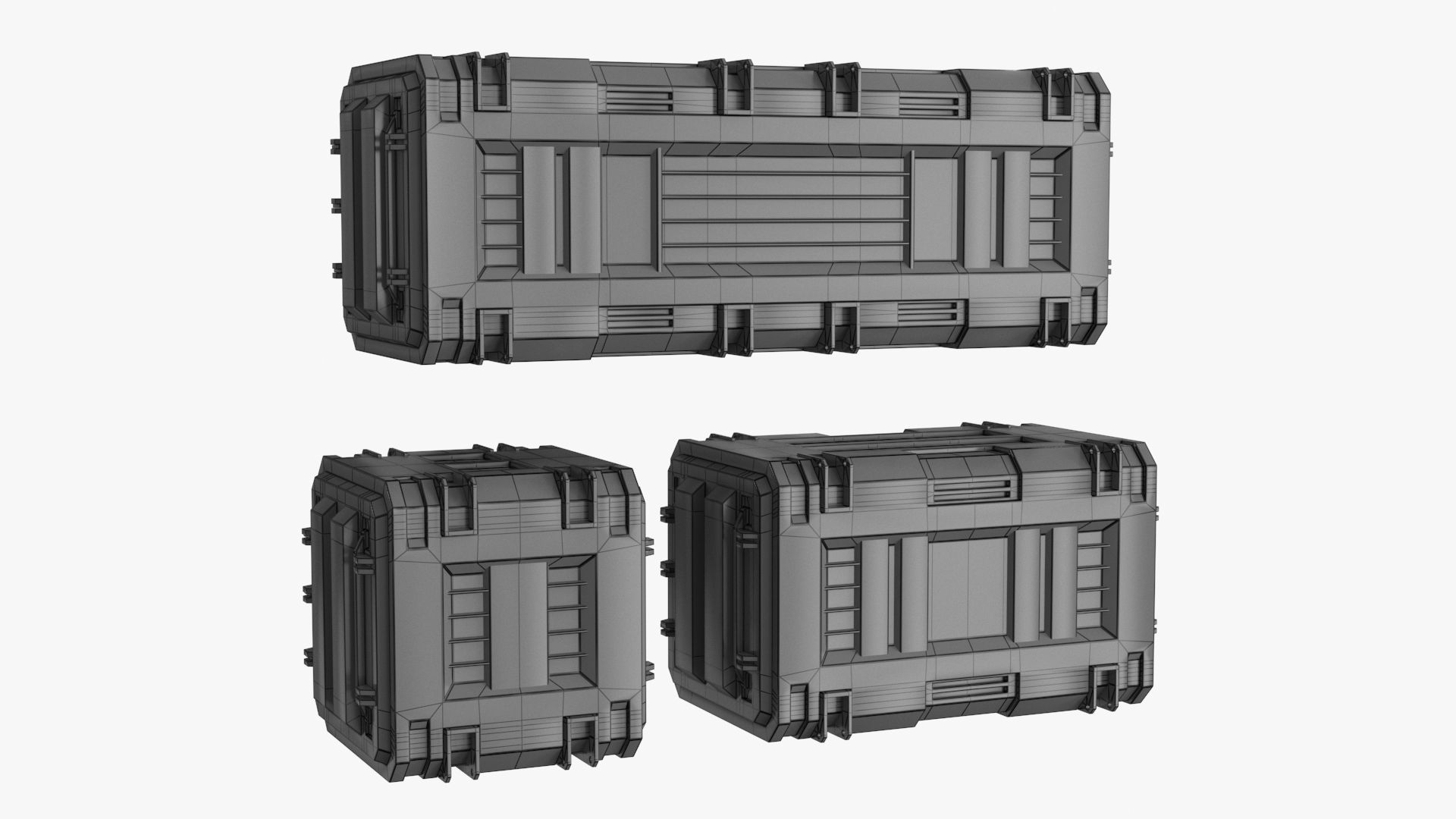Sci-fi Container set of 3 v4 Low-poly 3D model_26