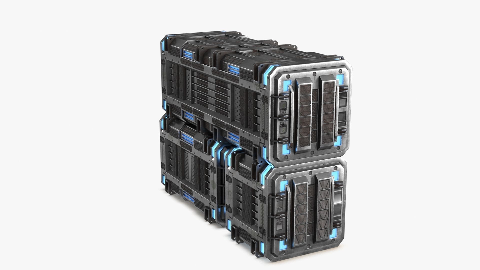 Sci-fi Container set of 3 v4 Low-poly 3D model_17
