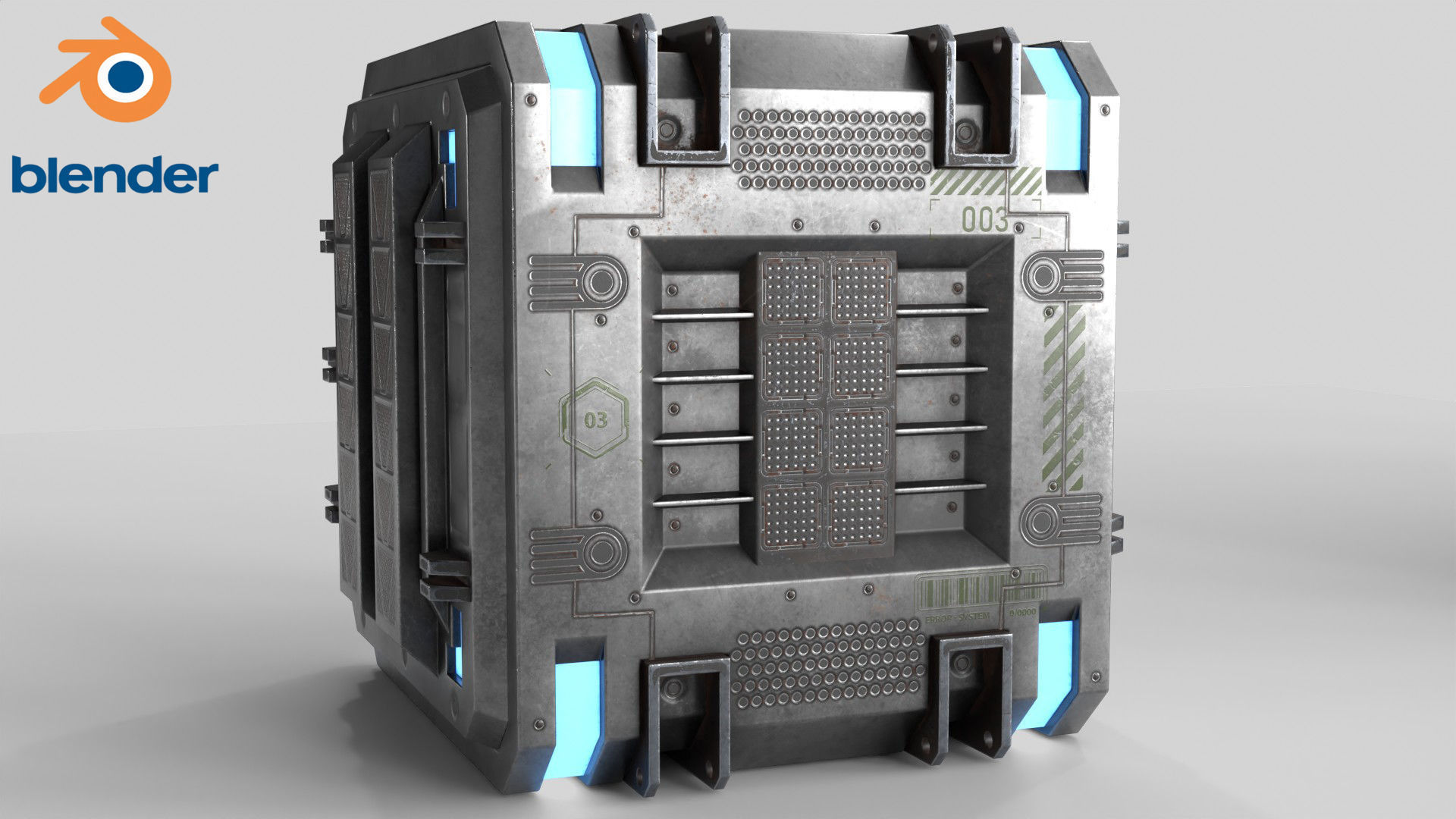 Sci-fi Container set of 3 v4 Low-poly 3D model_25