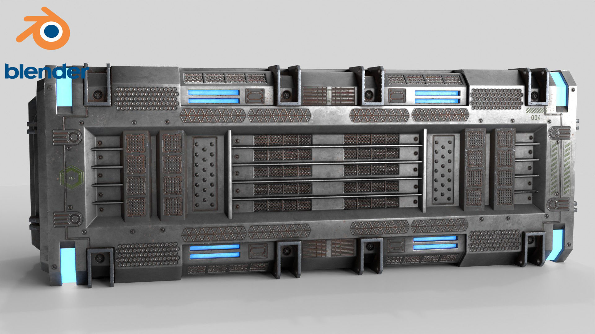 Sci-fi Container set of 3 v4 Low-poly 3D model_23