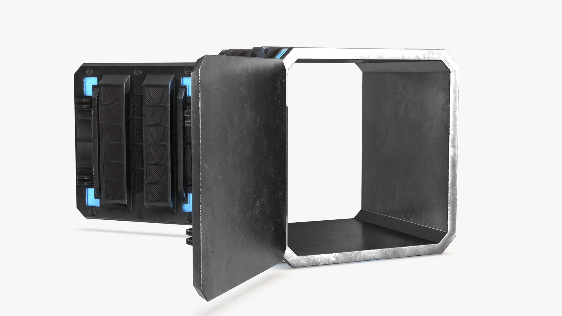 Sci-fi Container set of 3 v4 Low-poly 3D model_13