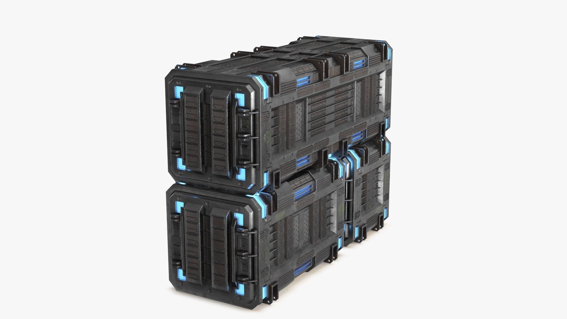 Sci-fi Container set of 3 v4 Low-poly 3D model_20