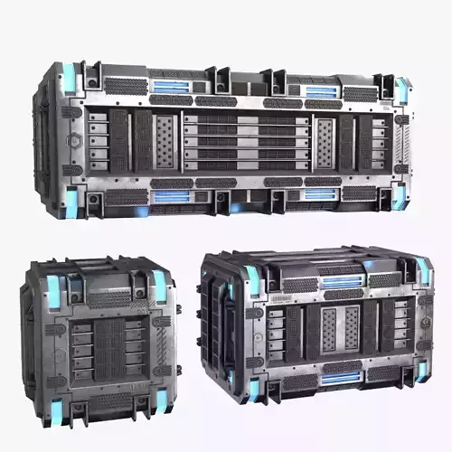 Sci-fi Container set of 3 v4 Low-poly 3D model