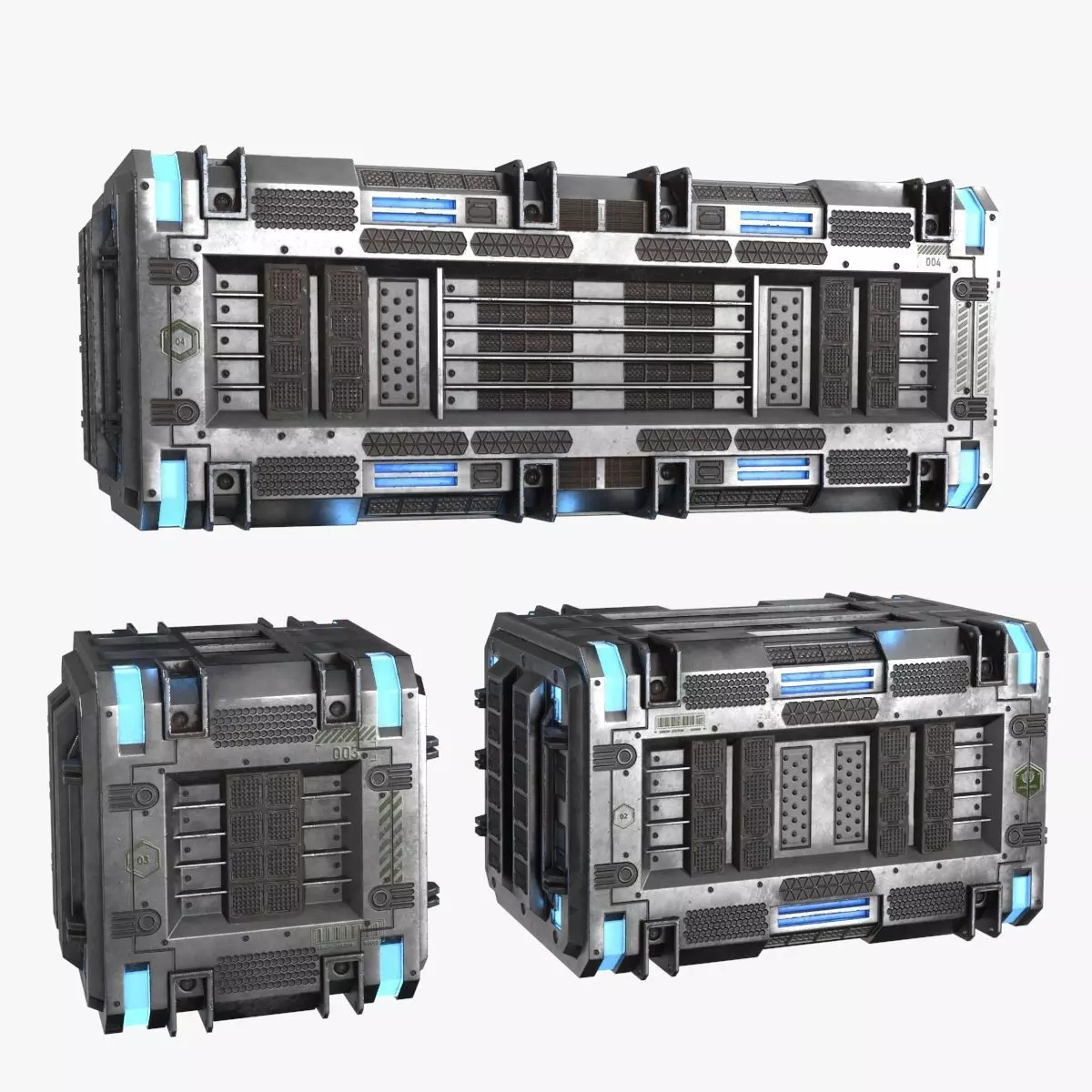 Sci-fi Container set of 3 v4 Low-poly 3D model_0