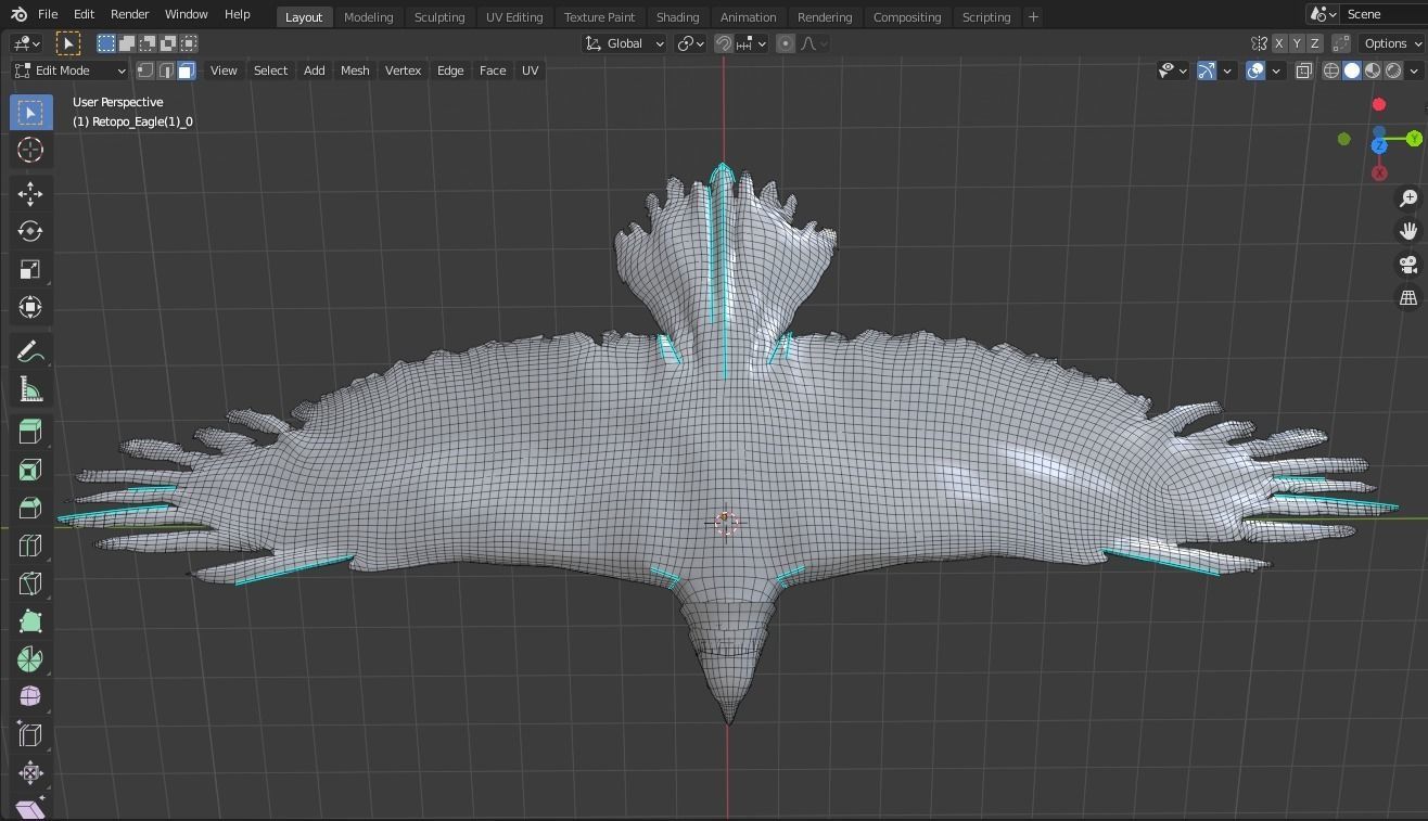 Eagle base mesh Low-poly 3D model_5