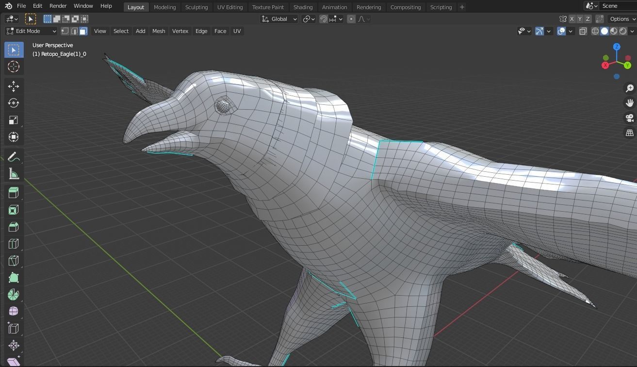 Eagle base mesh Low-poly 3D model_10