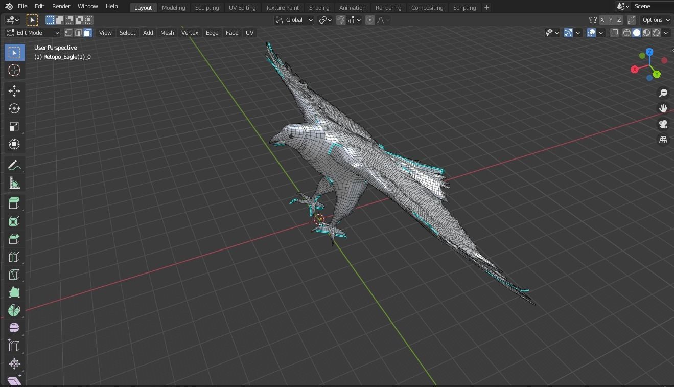 Eagle base mesh Low-poly 3D model_3