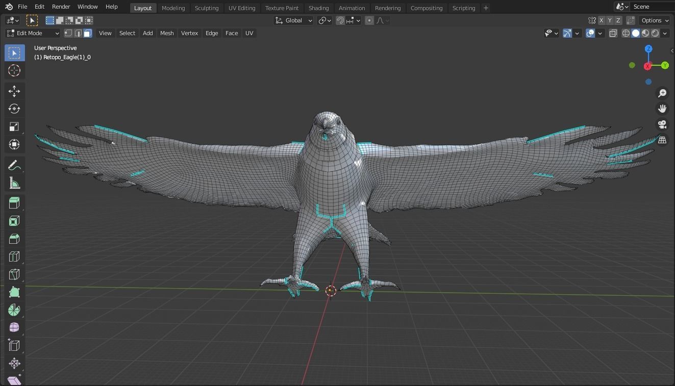 Eagle base mesh Low-poly 3D model_4