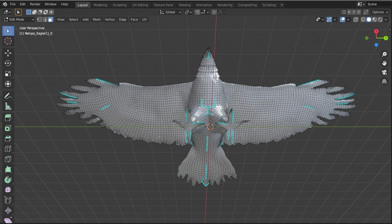 Eagle base mesh Low-poly 3D model_7