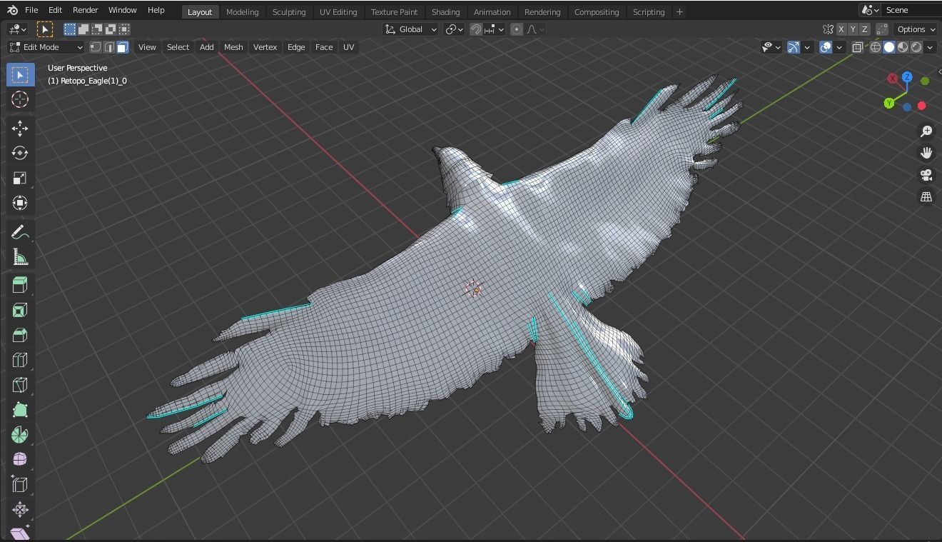 Eagle base mesh Low-poly 3D model_2