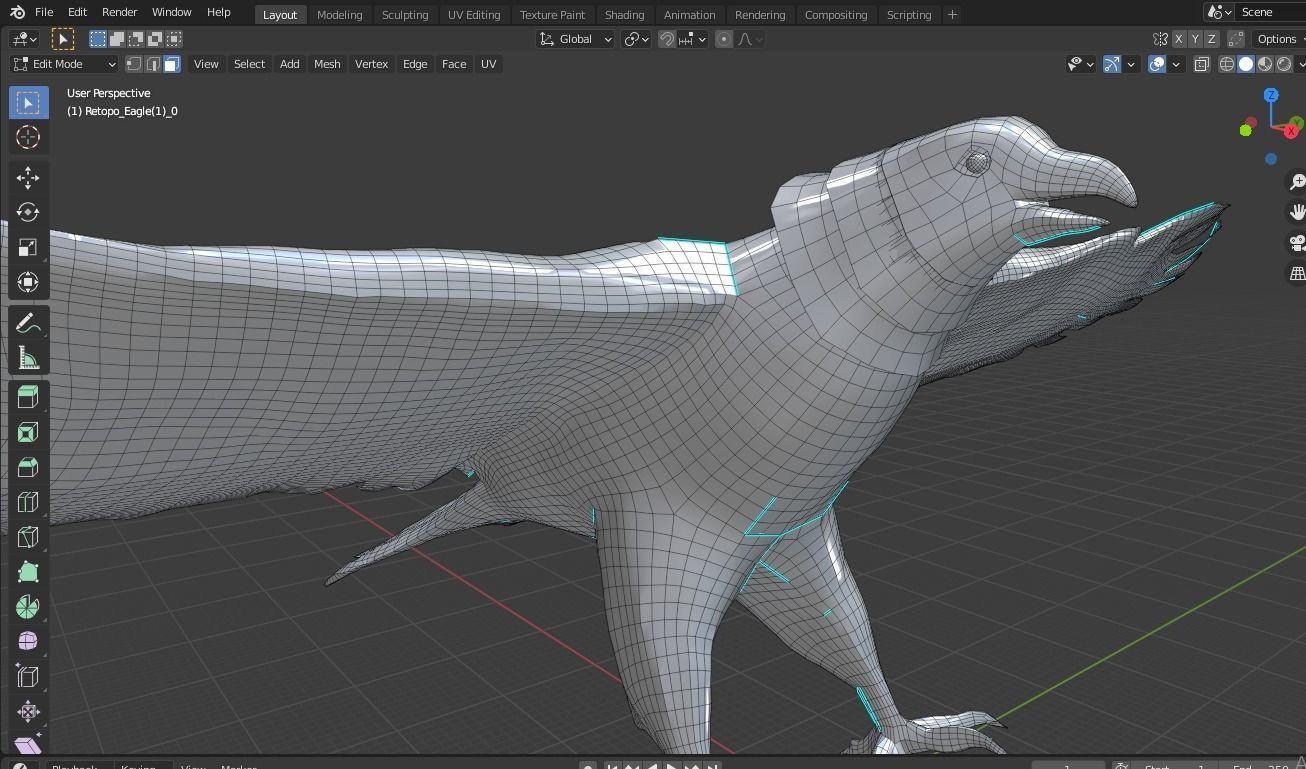 Eagle base mesh Low-poly 3D model_11