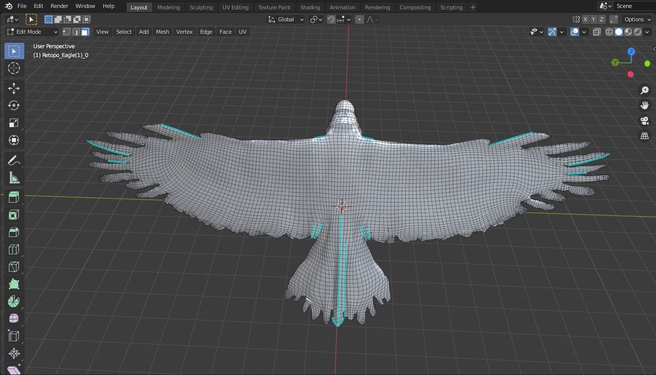 Eagle base mesh Low-poly 3D model_1