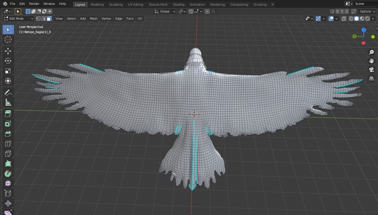 Eagle base mesh Low-poly 3D model_6