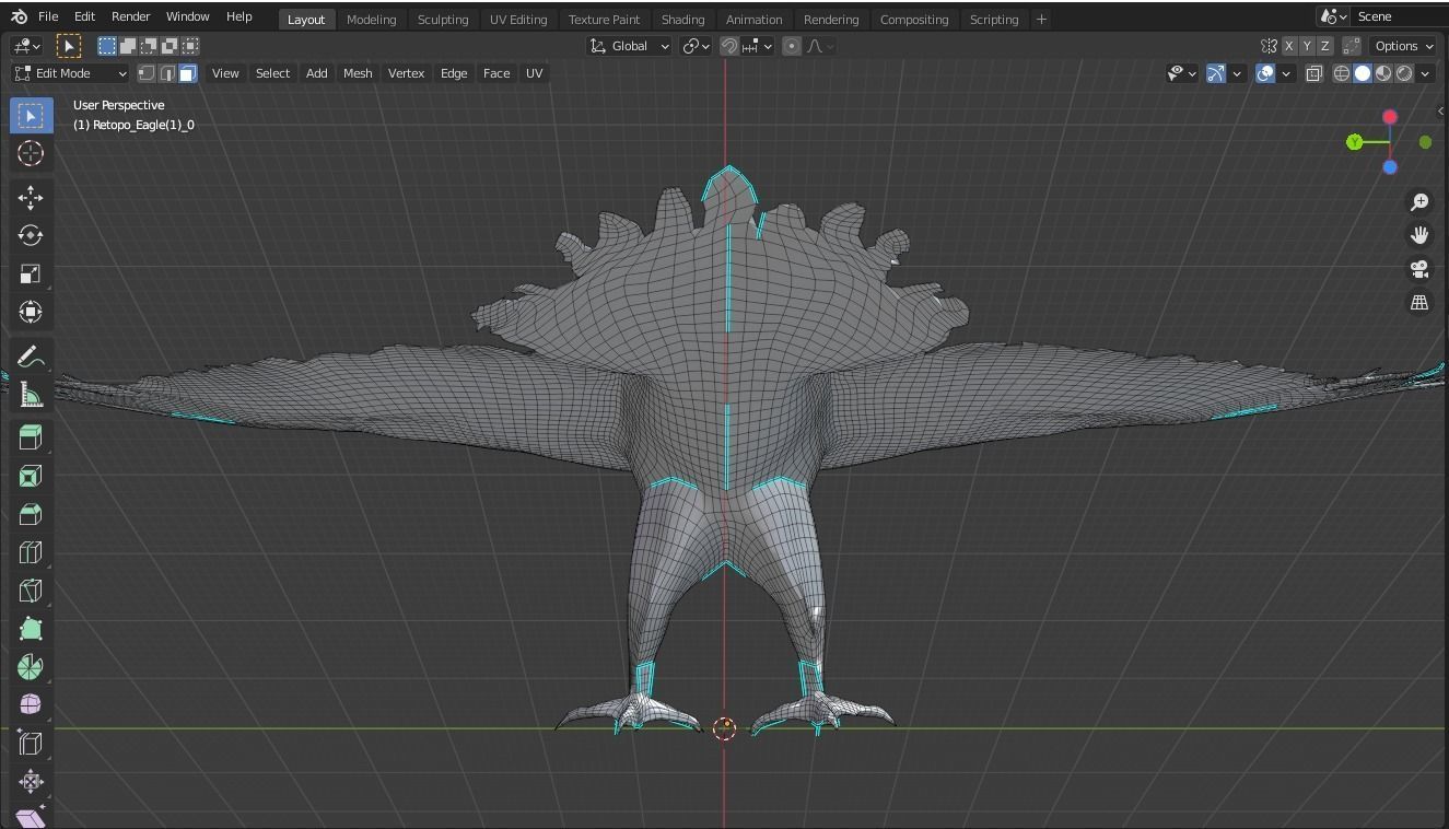 Eagle base mesh Low-poly 3D model_9