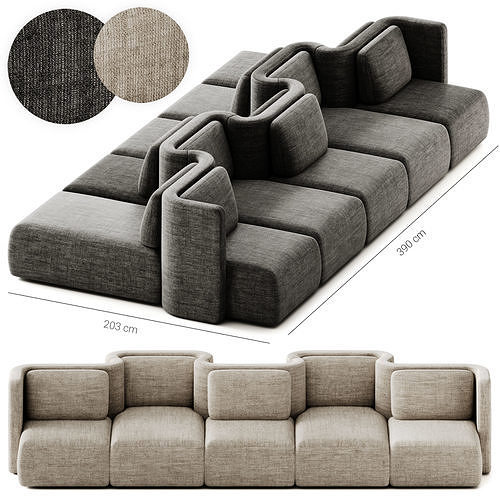 GALA Modular fabric sofa Composition 5 by Saba Italia 3D model