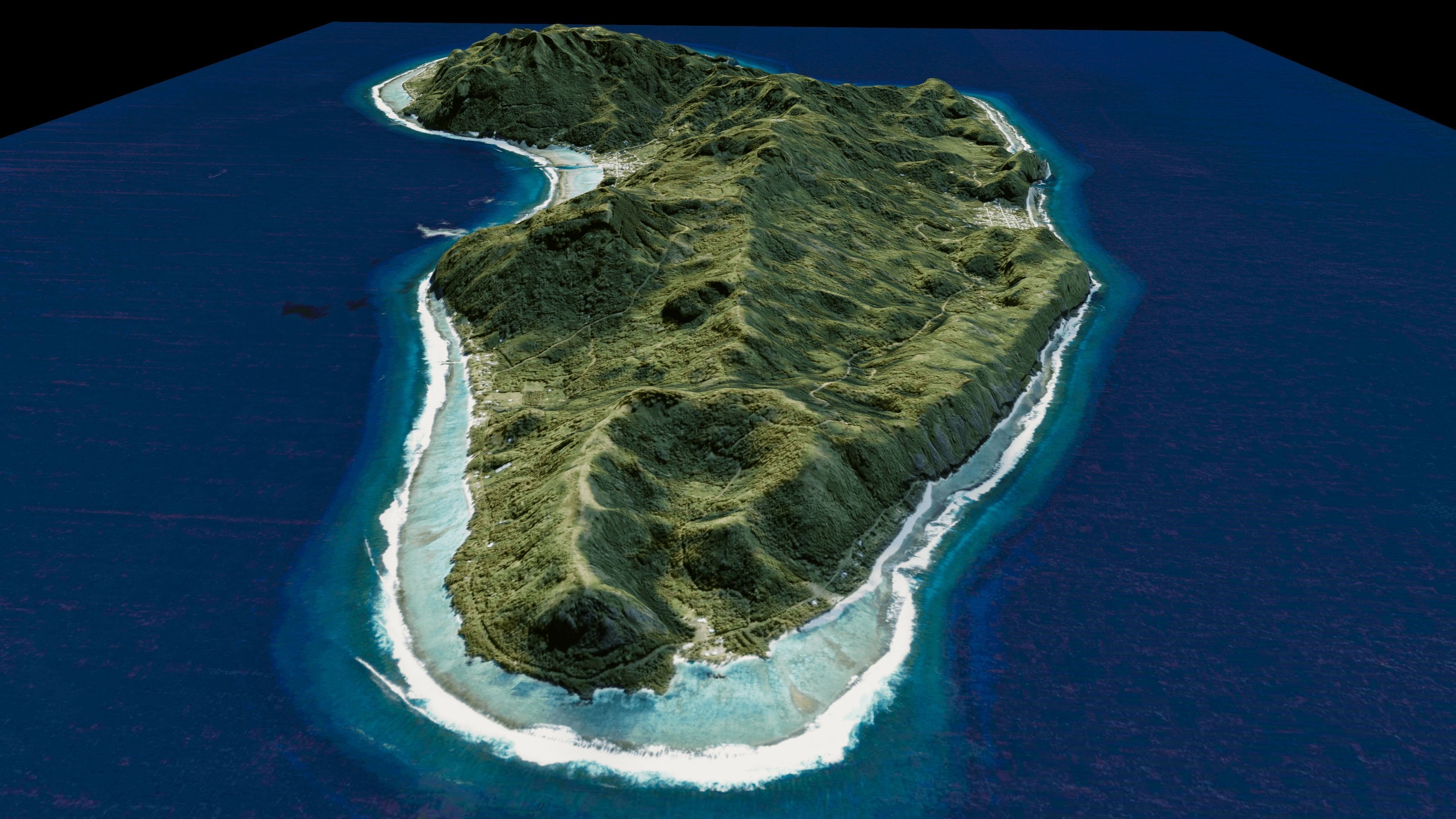 Rurutu French Polynesia island 3d model terrain 3D model_4